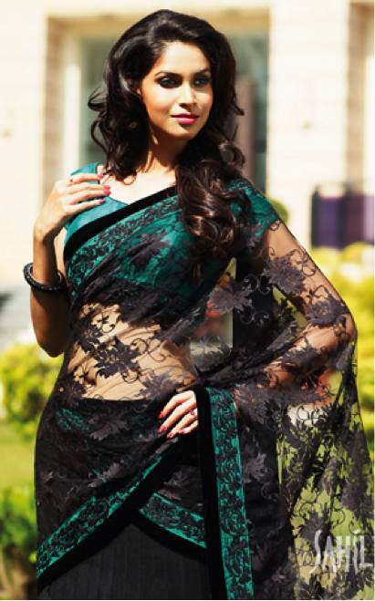 dark-emerald-teal-saree